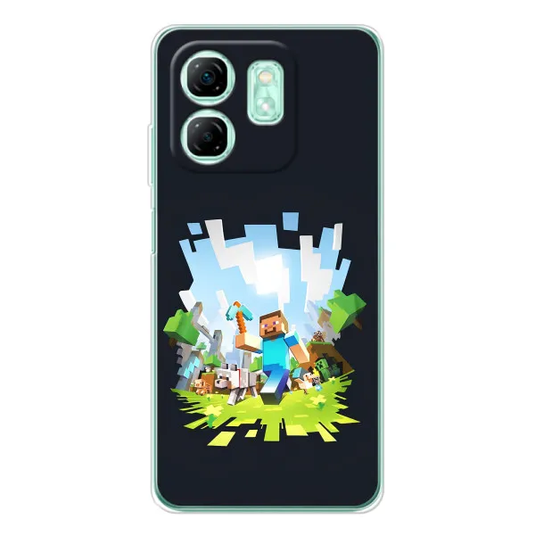 Чехол с принтом «персонажи Minecraft» для Infinix Smart 10 HD