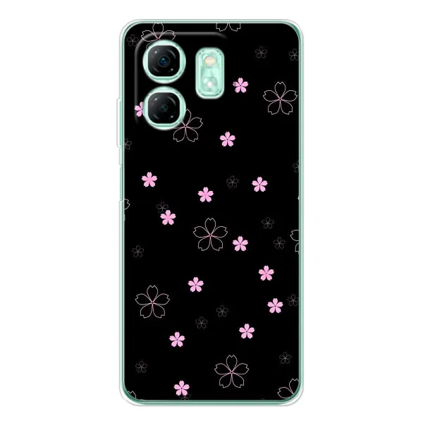 Чехол с принтом «Розовые цветы на черном» для Infinix Smart 10 HD