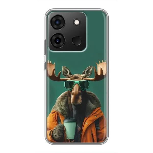 Чехол с принтом «Лось с кофе» для Infinix Smart 7
