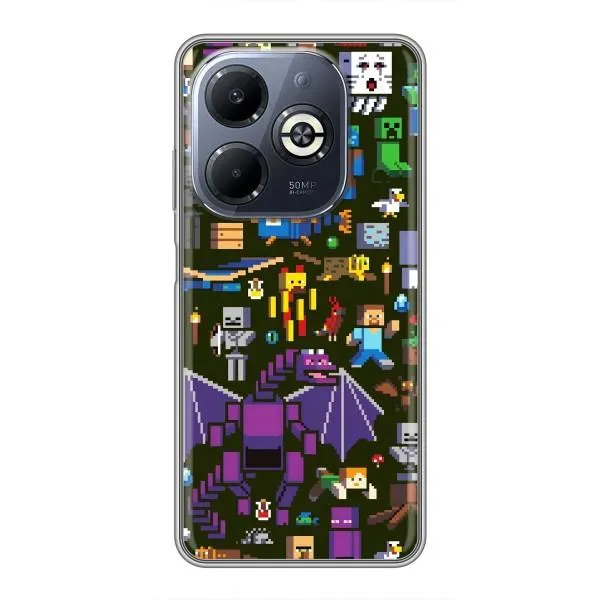 Чохол з принтом «Колаж Майнкрафт» для Infinix Smart 8 Plus