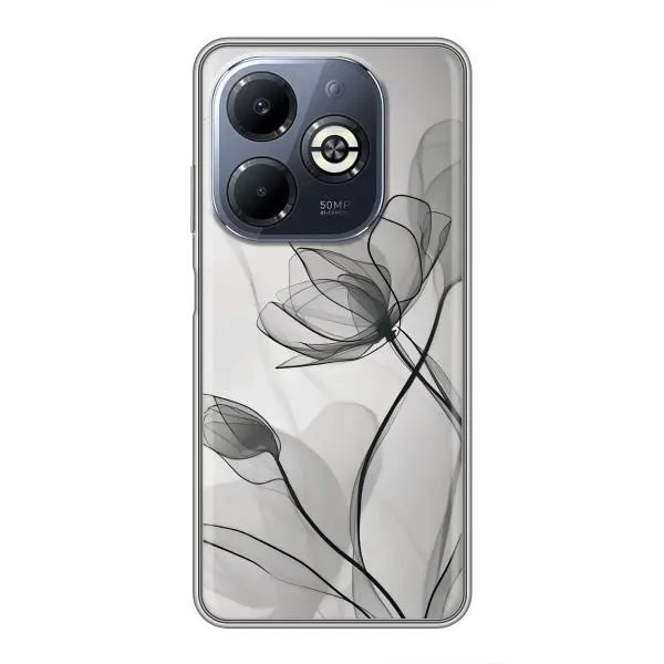 Чехол с принтом «Черные цветы» для Infinix Smart 8 Plus