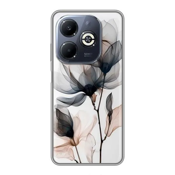 Чехол с принтом «Цветы на белом» для Infinix Smart 8 Plus