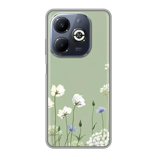 Чехол с принтом «Цветы на зеленом» для Infinix Smart 8 Plus