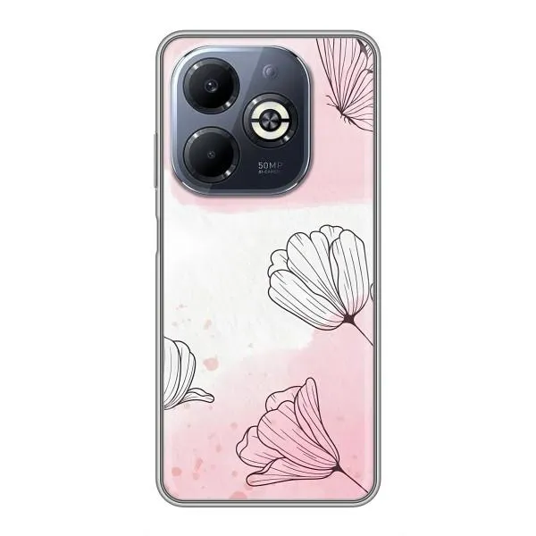 Чехол с принтом «Розовые цветы» для Infinix Smart 8 Plus