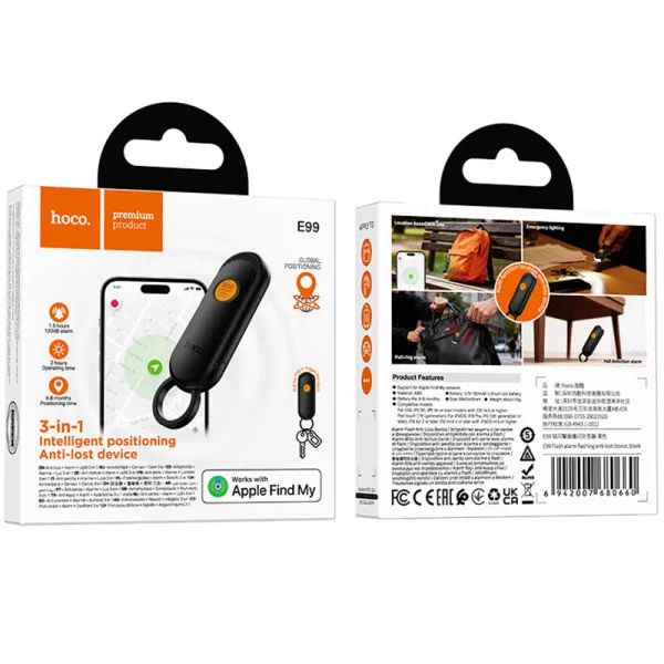 Трекер Hoco E99 Flash + сигнальная подсветка і вибросигнализация 150 mAh — Чорний — фото 2