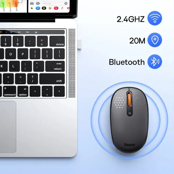 Мышь беспроводная Baseus F01B Tri-Mode Bluetooth + 2.4G (B01055503833) — Серый — фото 5 Мышь беспроводная Baseus F01B Tri-Mode Bluetooth + 2.4G (B01055503833) — Серый — фото 5