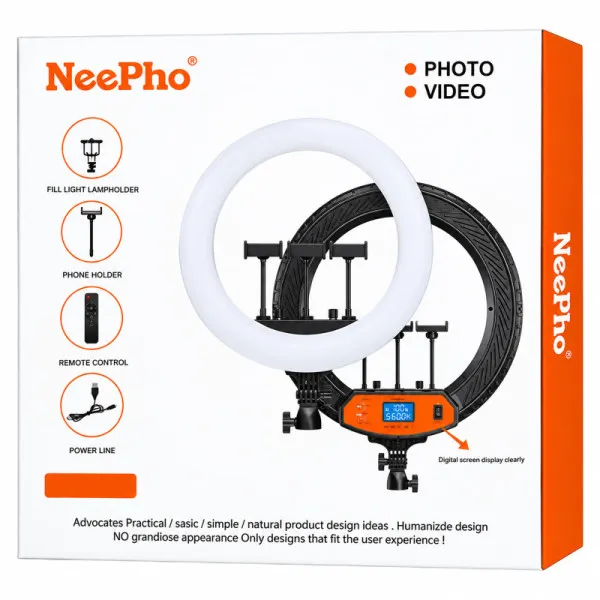 Кольцевая светодиодная LED лампа Neepho NP-21 — Черный — фото 4