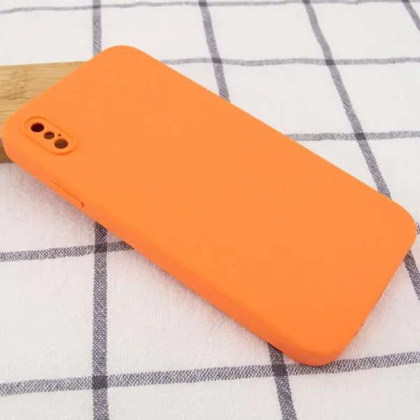 Silicone Case Square Full Camera Protective (AA) NOLOGO для Apple iPhone X / XS (5.8") — Оранжевый — фото 2