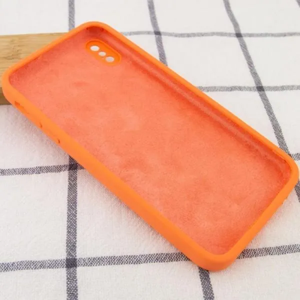 Silicone Case Square Full Camera Protective (AA) NOLOGO для Apple iPhone X / XS (5.8") — Оранжевый — фото 3