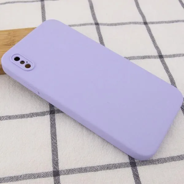 Silicone Case Square Full Camera Protective (AA) NOLOGO для Apple iPhone X / XS (5.8") — Сиреневый — фото 3