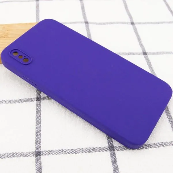 Silicone Case Square Full Camera Protective (AA) NOLOGO для Apple iPhone X / XS (5.8") — Фиолетовый — фото 3