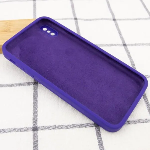 Silicone Case Square Full Camera Protective (AA) NOLOGO для Apple iPhone X / XS (5.8") — Фиолетовый — фото 4