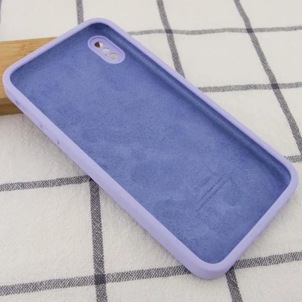 Silicone Case Square Full Camera Protective (AA) NOLOGO для Apple iPhone X / XS (5.8") — Сиреневый — фото 5