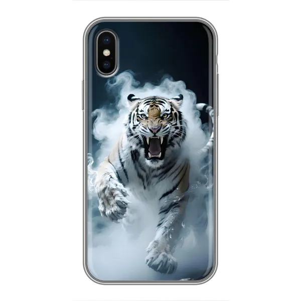 Чохол з принтом «Білий тигр у диму» для iPhone X