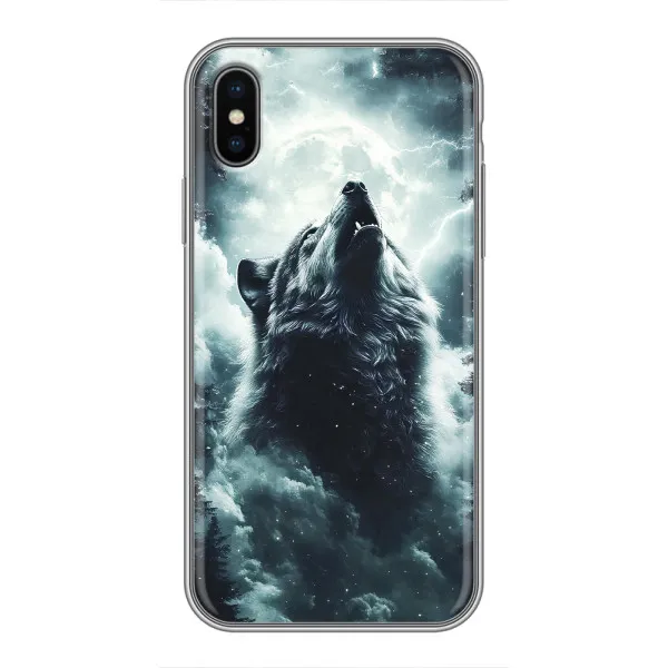 Чохол з принтом «Вовк у хмарах» для iPhone X