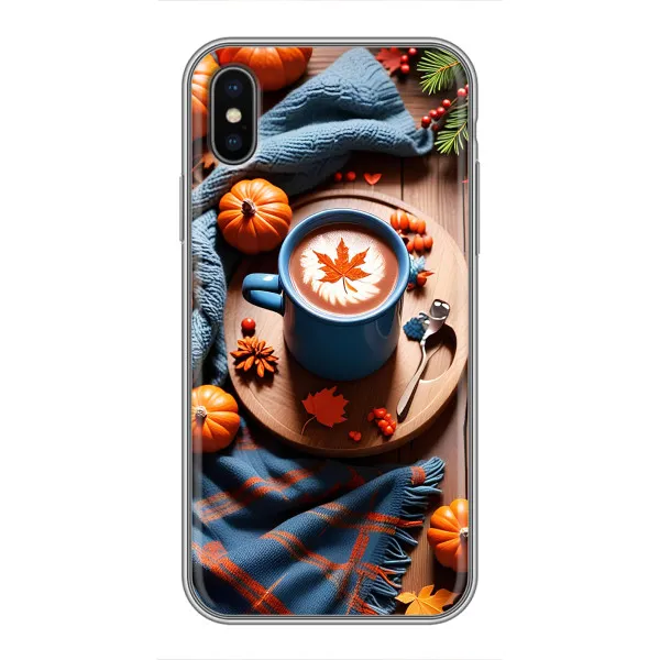 Чехол с принтом «Кофе и тыковки» для iPhone X