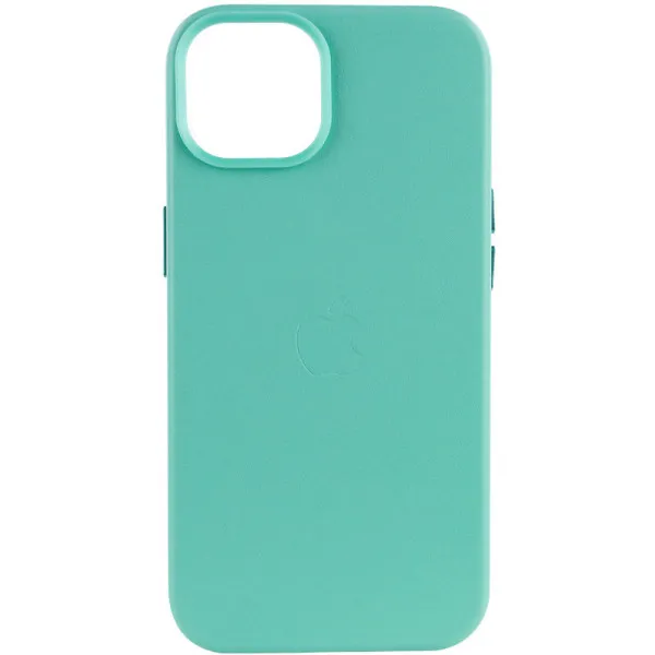 Кожаный чехол Leather Case (AA Plus) with Magnetic Fit для Apple iPhone 12 Pro Max (6.7") — Небесно голубой — фото 1