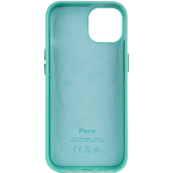 Кожаный чехол Leather Case (AA Plus) with Magnetic Fit для Apple iPhone 12 Pro Max (6.7") — Небесно голубой — фото 2