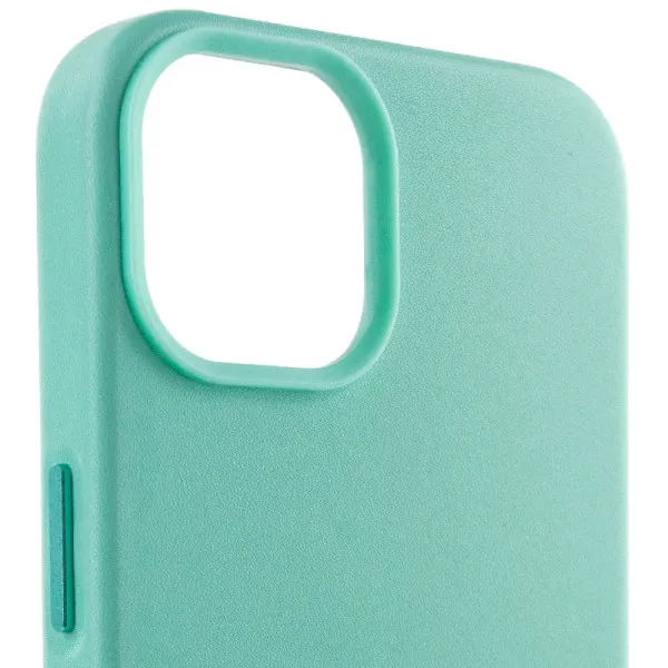 Кожаный чехол Leather Case (AA Plus) with Magnetic Fit для Apple iPhone 12 Pro Max (6.7") — Небесно голубой — фото 3