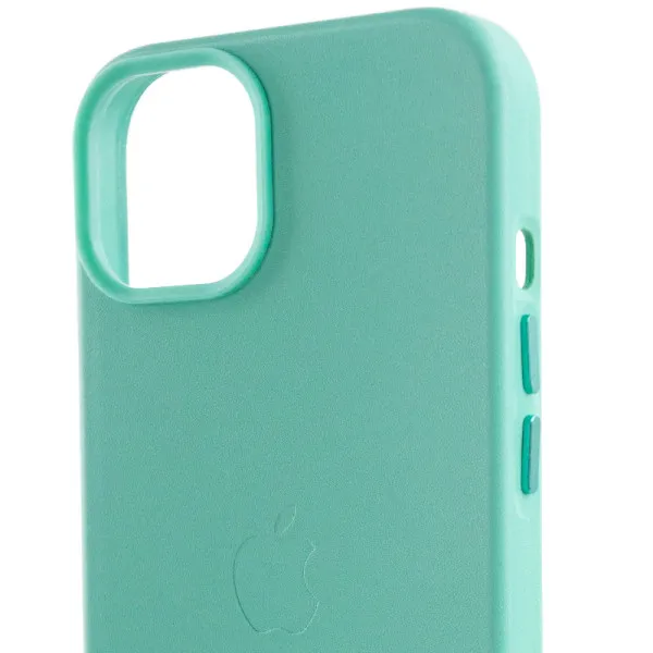 Кожаный чехол Leather Case (AA Plus) with Magnetic Fit для Apple iPhone 12 Pro Max (6.7") — Небесно голубой — фото 5