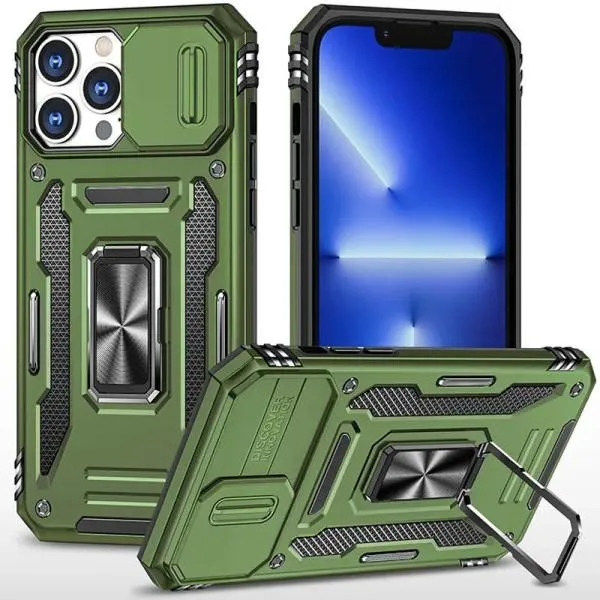 Ударопрочный чехол Camshield Army Ring для Apple iPhone 12 Pro / 12 (6.1") — Оливковый — фото 1