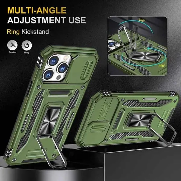 Ударопрочный чехол Camshield Army Ring для Apple iPhone 12 Pro / 12 (6.1") — Оливковый — фото 4