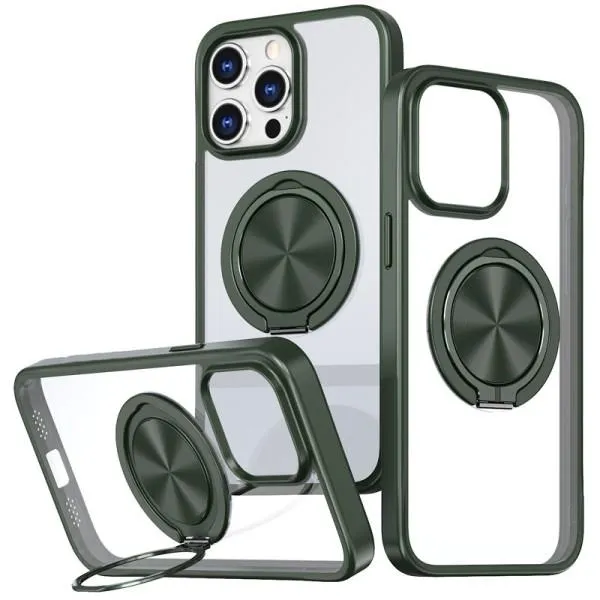 TPU+PC чехол Metal Ring with Magnetic Fit для Apple iPhone 12 Pro / 12 (6.1") — Зеленый