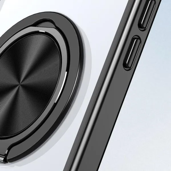 TPU+PC чехол Metal Ring with Magnetic Fit для Apple iPhone 12 Pro / 12 (6.1") — Черный — фото 3