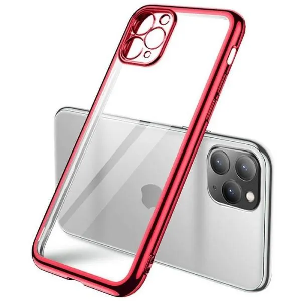 Прозрачный силиконовый чехол глянцевая окантовка Full Camera для Apple iPhone 12 Pro (6.1") — Красный — фото 2