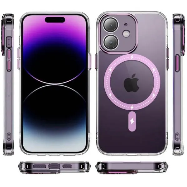 Чехол TPU+PC Colorful with Magnetic Fit для Apple iPhone 12 (6.1") — Розовый — фото 2