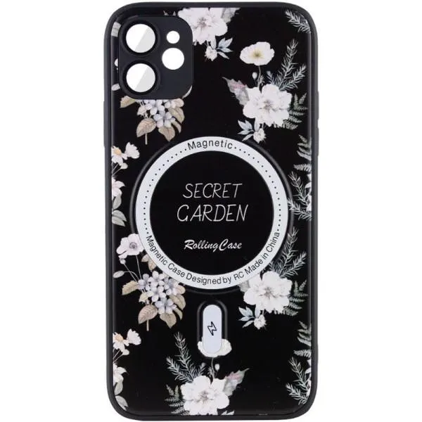 TPU+PC чехол Secret Garden with Magnetic Fit для Apple iPhone 12 (6.1") — Черный — фото 1