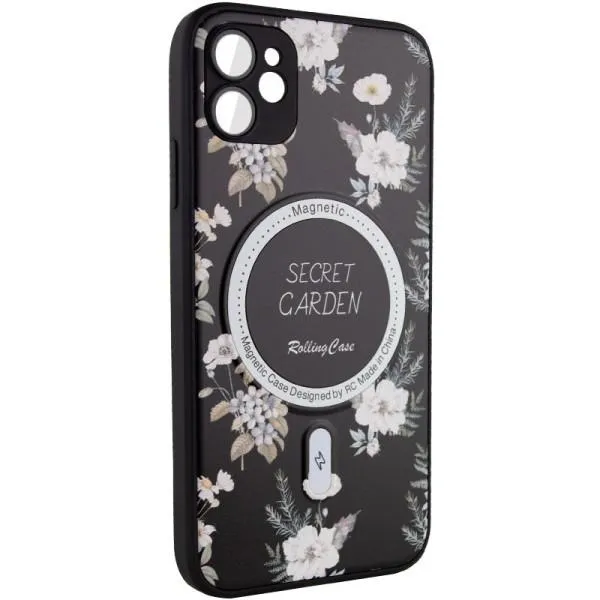 TPU+PC чехол Secret Garden with Magnetic Fit для Apple iPhone 12 (6.1") — Черный — фото 2