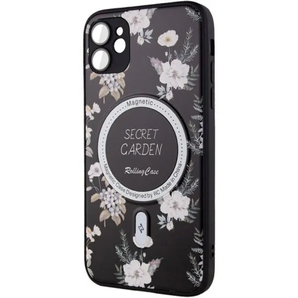 TPU+PC чехол Secret Garden with Magnetic Fit для Apple iPhone 12 (6.1") — Черный — фото 3