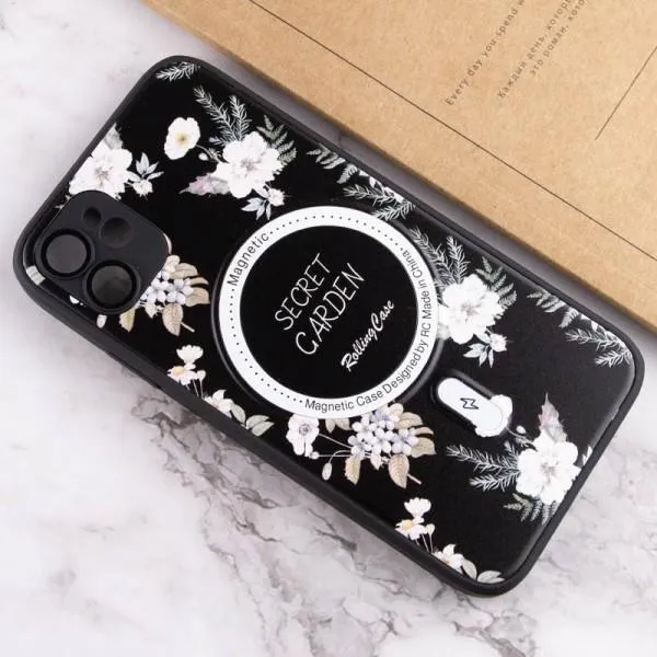 TPU+PC чехол Secret Garden with Magnetic Fit для Apple iPhone 12 (6.1") — Черный — фото 4