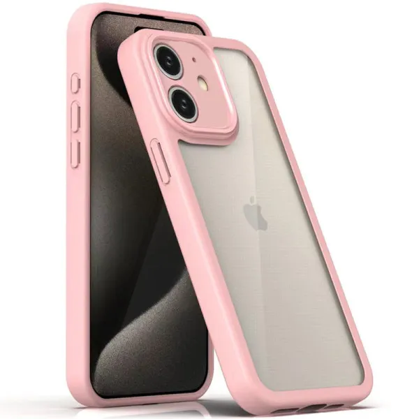 TPU чехол Transparent + Colour 1,5mm для Apple iPhone 12 (6.1") — Розовый — фото 1