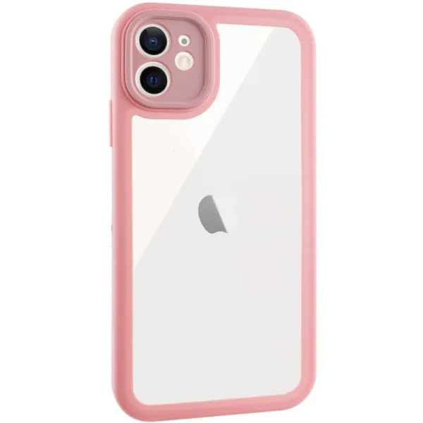 TPU чехол Transparent + Colour 1,5mm для Apple iPhone 12 (6.1") — Розовый — фото 2