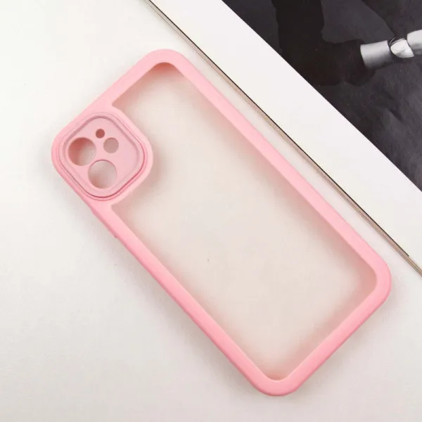 TPU чехол Transparent + Colour 1,5mm для Apple iPhone 12 (6.1") — Розовый — фото 4