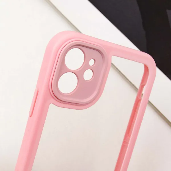 TPU чехол Transparent + Colour 1,5mm для Apple iPhone 12 (6.1") — Розовый — фото 5