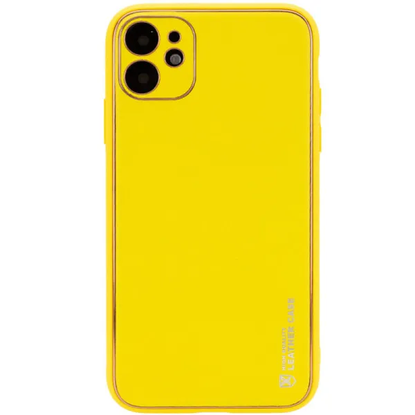 Шкіряний чохол Xshield для Apple iPhone 12 (6.1") — Жовтий — фото 1