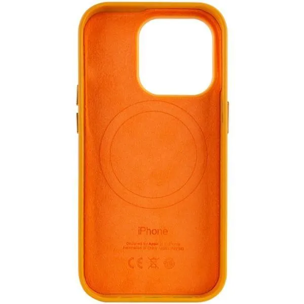 Кожаный чехол Leather Case (AA Plus) with MagSafe для Apple iPhone 13 Pro Max (6.7") — Горчичный — фото 2