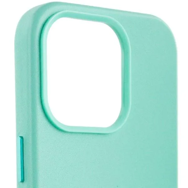 Кожаный чехол Leather Case (AA Plus) with MagSafe для Apple iPhone 13 Pro Max (6.7") — Небесно голубой — фото 3