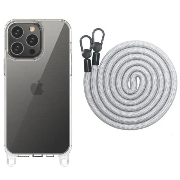 Чохол TPU Transparent with Straps для Apple iPhone 13 Pro Max (6.7") — Сірий — фото 1