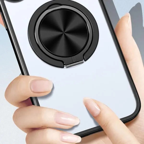 TPU+PC чехол Metal Ring with Magnetic Fit для Apple iPhone 13 Pro (6.1") — Черный — фото 1