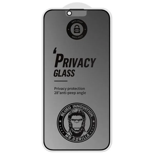 Захисне 2.5D скло Blueo Full Cover Anti-Peep Matte для Apple iPhone 13 Pro/13/14/16e/17e (6.1") — Чорний — фото 2