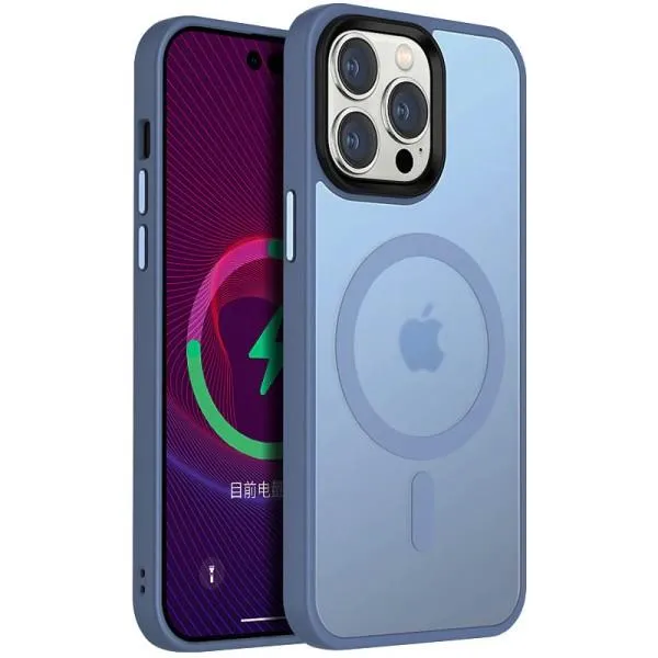 TPU+PC чехол Metal Buttons with MagSafe Colorful для Apple iPhone 13 Pro (6.1") — Голубой — фото 4