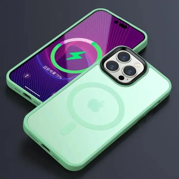 TPU+PC чехол Metal Buttons with MagSafe Colorful для Apple iPhone 13 Pro (6.1") — Мятный — фото 5