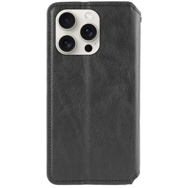 Шкіряний чохол-книжка GETMAN Cubic (PU) для Apple iPhone 13 Pro (6.1") — Чорний — фото 2