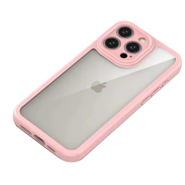 TPU чохол Transparent + Colour 1,5mm для Apple iPhone 13 Pro (6.1") — Рожевий — фото 3