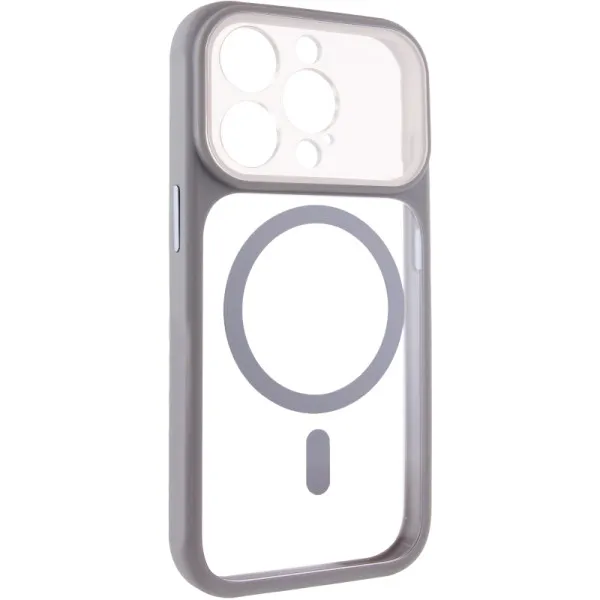 Чехол TPU+PC GETMAN Moon Clear with MagSafe для Apple iPhone 13 Pro (6.1") — Серый — фото 1