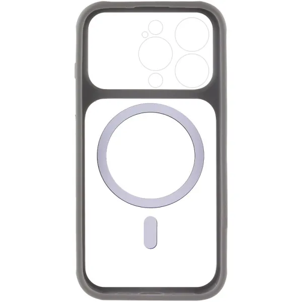 Чехол TPU+PC GETMAN Moon Clear with MagSafe для Apple iPhone 13 Pro (6.1") — Серый — фото 3